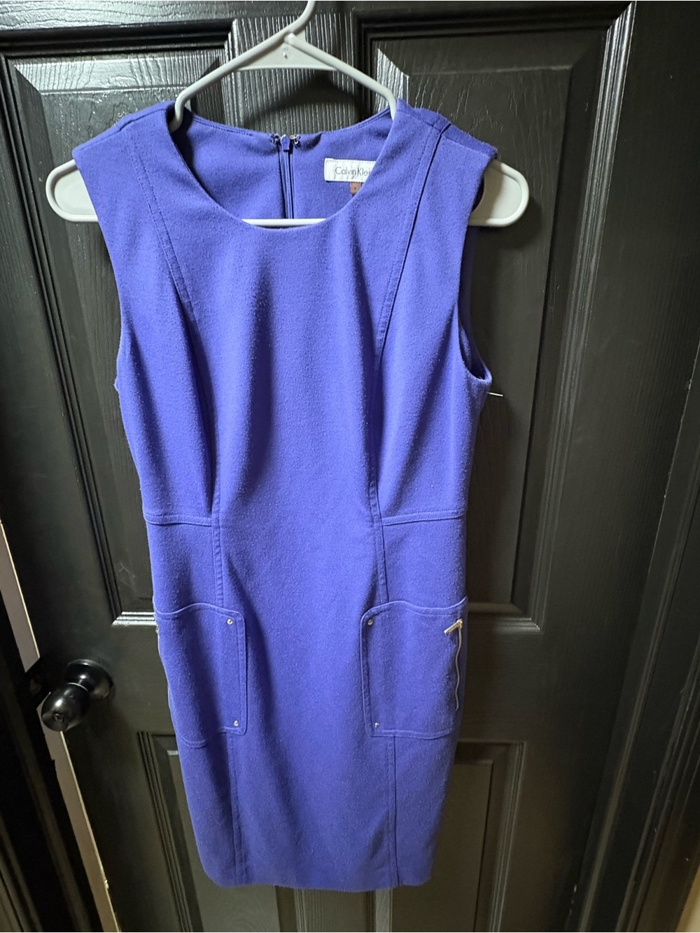 Calvin Klein Violet Sleeveless Sheath Midi Dress